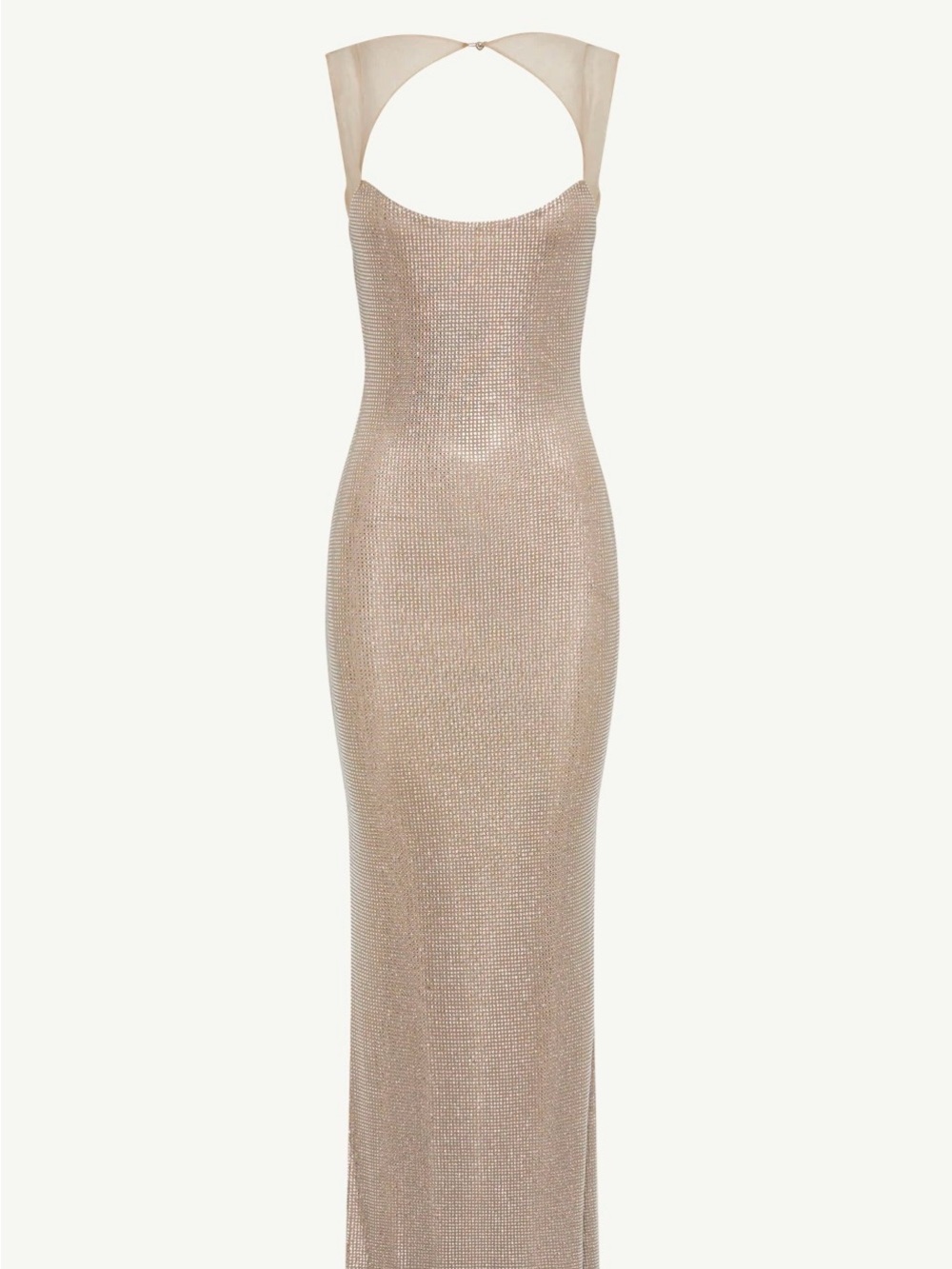 Meshki Champagne Sequin Strapless Gown